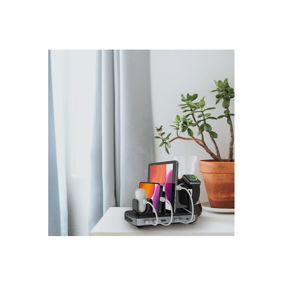 Unitek USB C Charging Station for Multiple Devices Apple, 120W 6 Port Charging Dock with Type-C PD 20W & PD 60W, Fast Charging Stand with Smartwatch & Airpods Holder for iPhone, iPad, Tablet, MacBook in Qatar Unitek USB C Charging Station for Multiple Devices Apple, 120W 6 Port Charging Dock with Type-C PD 20W & PD 60W, Fast Charging Stand with Smartwatch & Airpods Holder for iPhone, iPad, Tablet, MacBook in Qatar